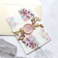 Invitation Card with Wax Seal Wedding Card with Vellum Paper Cover Customized Decoration